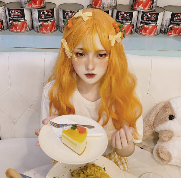 Orange long roll wig KF9426
