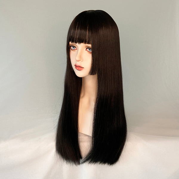 Black long straight hair wig  KF82432