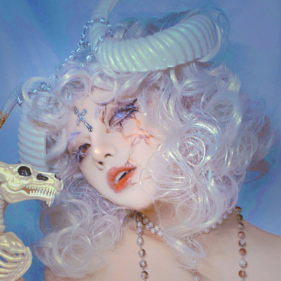 Lolita silver white short curly wig  KF82824