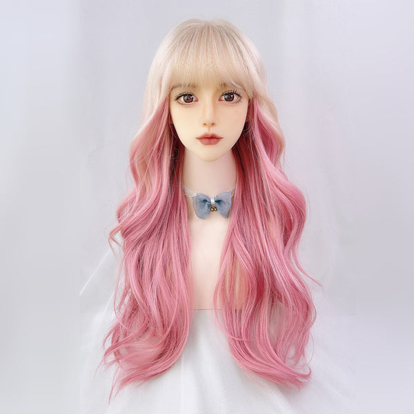 Lolita gold powder long curly hair wig KF82428