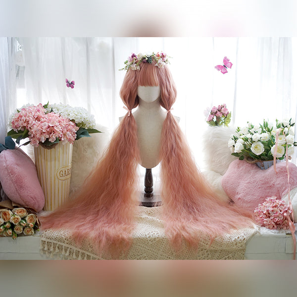 pink  long curly wig  KF82924