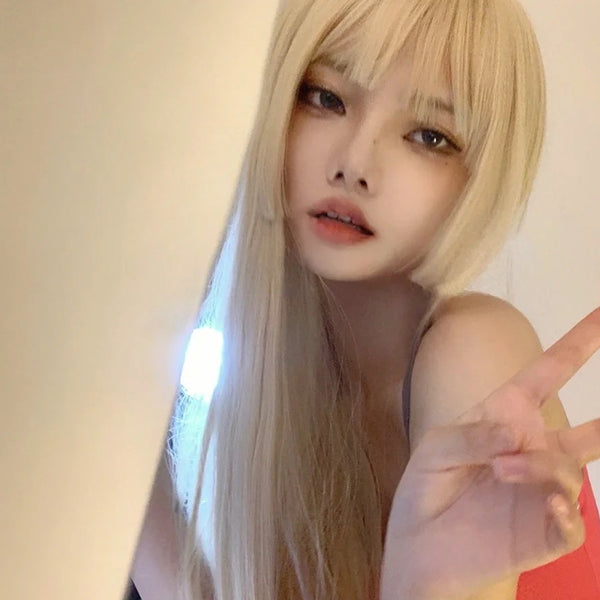 White Gold Long Straight Hair  KF82874