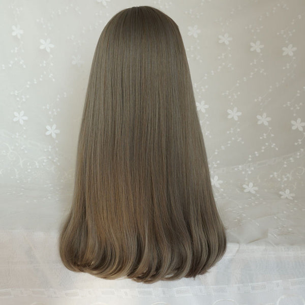 Grey long roll wig KF9617