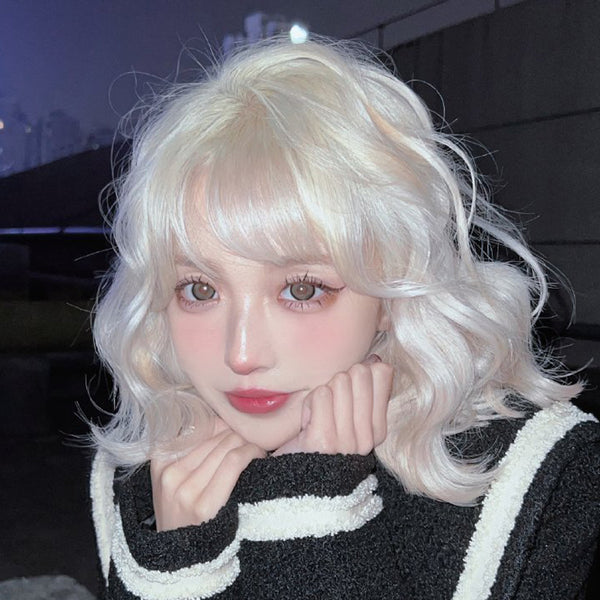 White Gold Short Curly Wig  KF82911