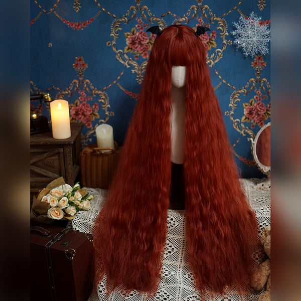 Orange red long curly wig  KF82918