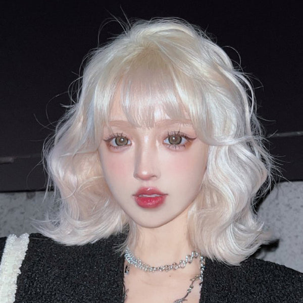 White Gold Short Curly Wig  KF82911