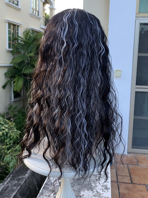 Pick dyed white wool roll wig  kf82505