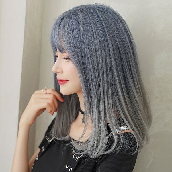 Blue gradient gray wig  KF8208