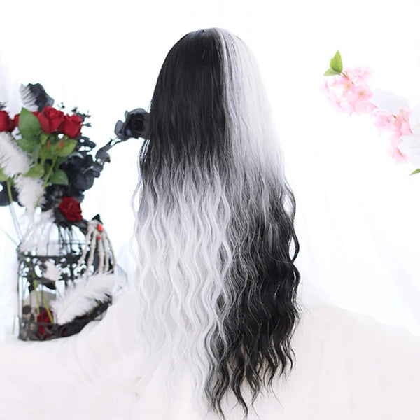 Harajuku black and white wig KF81201