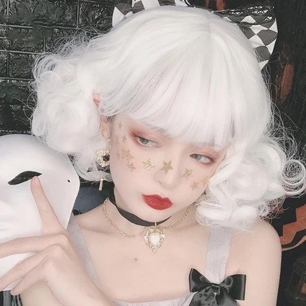 MILK WHITE CURLY WIG KF5216