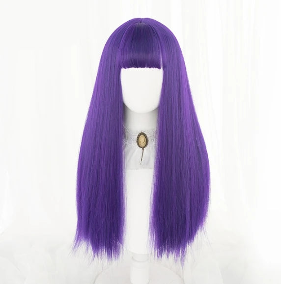 Purple long straight wig KF81266