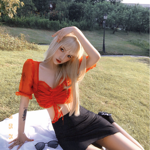 Long straight blond wig KF81216