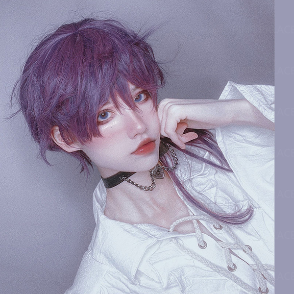 Personality purple wig KF81559