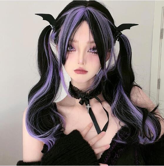 DYE PURPLE LONG CURLY WIG KF83770