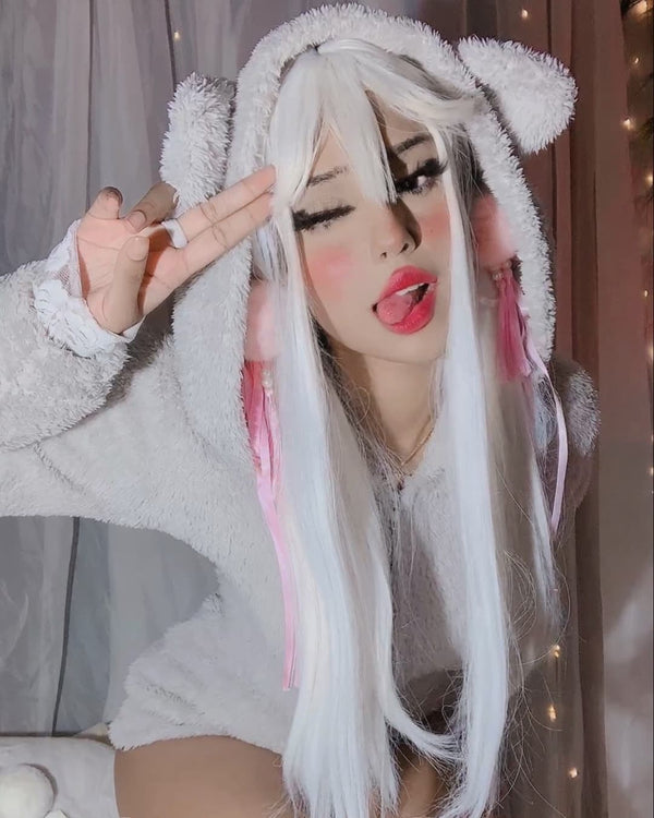 Cosplay White Long   wig KF91824