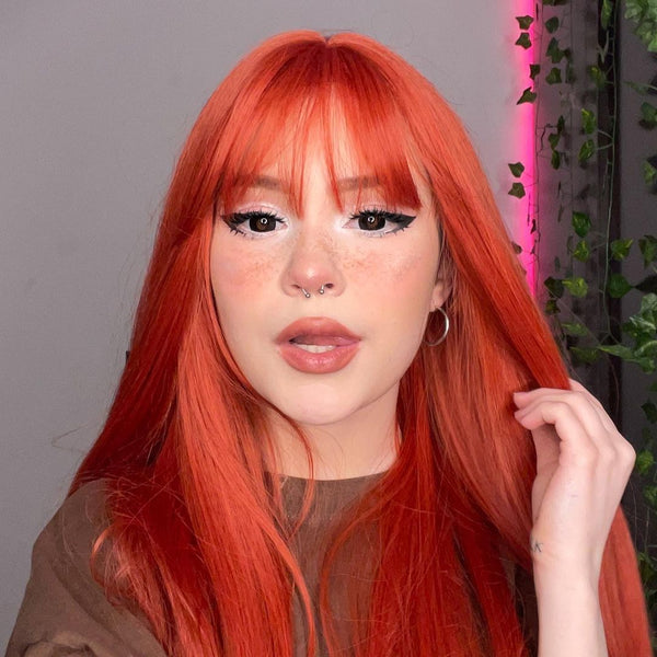 Orange long straight wig KF81239