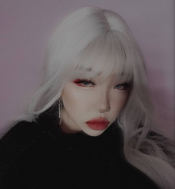 silver White long wig KF9615