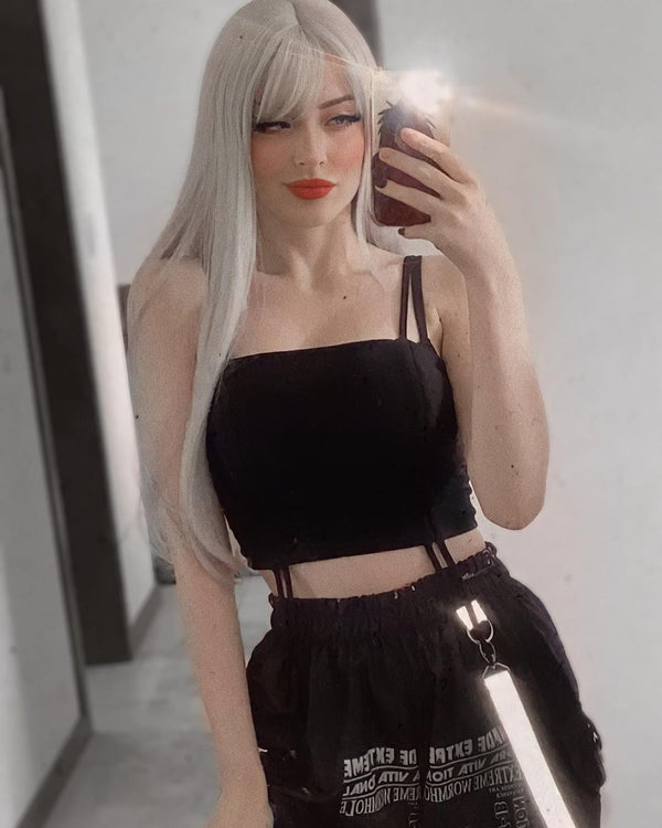 silver White long wig KF9615