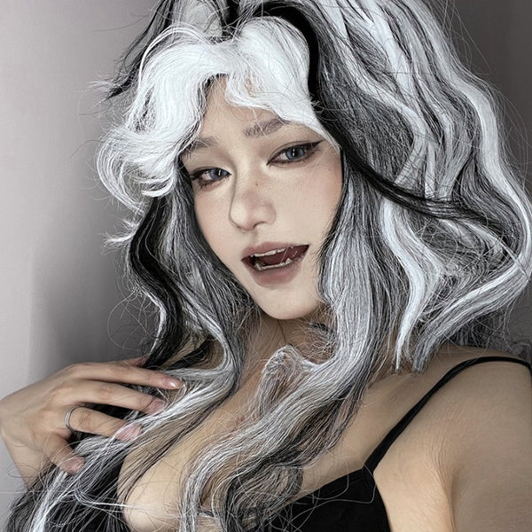 Y2K black and white wig  KF11072