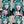 Blue green pink gradient wig  KF11095