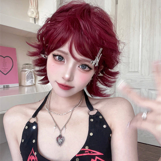 red short curly wig  KF70158