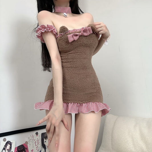 Cute plush hip skirt  KF70421