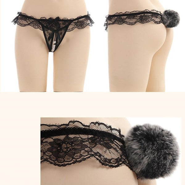 Lace bunny tail panties   KF705874