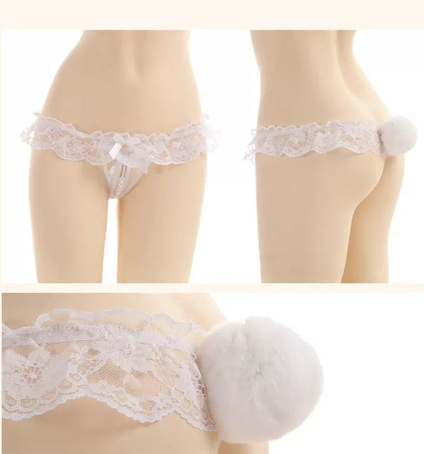 Lace bunny tail panties   KF705874