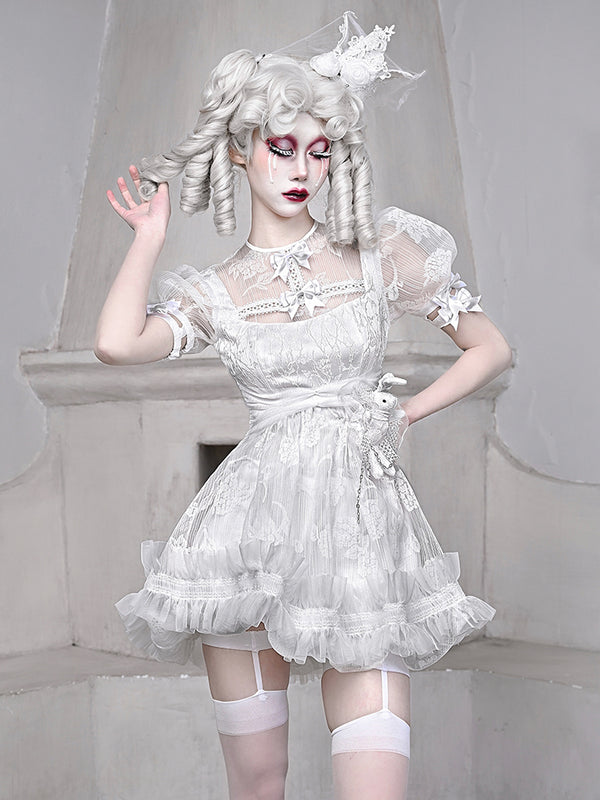 WHITE GOTHIC FREAKY DRESS KF83731