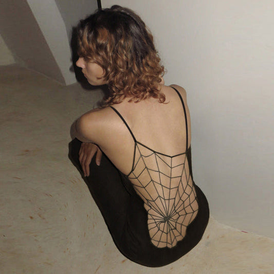 decadent cobweb see-through suspender dress   KF83714