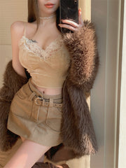 Lace velvet suspender belt   KF70559