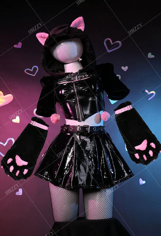 Black cosplay cat suit KF70455