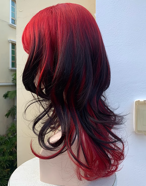 Red and black gradient wig  KF11225