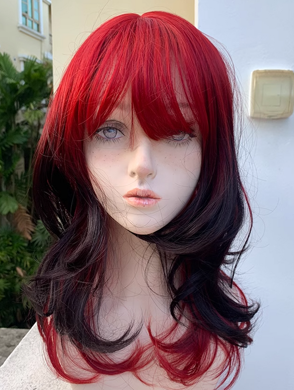 Red and black gradient wig  KF11225