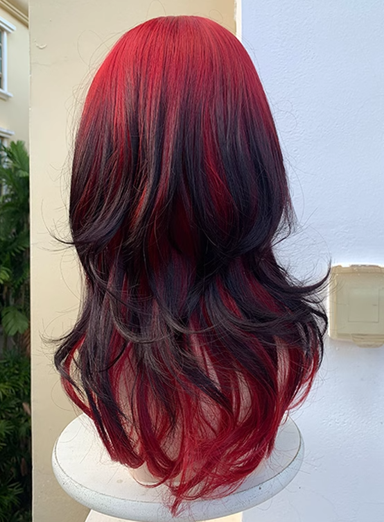 Red and black gradient wig  KF11225