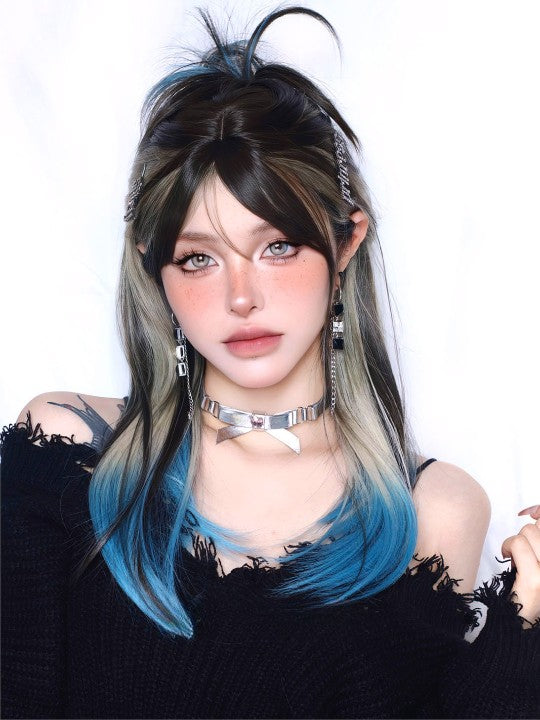 Hot girl gradient blue wig KF11092