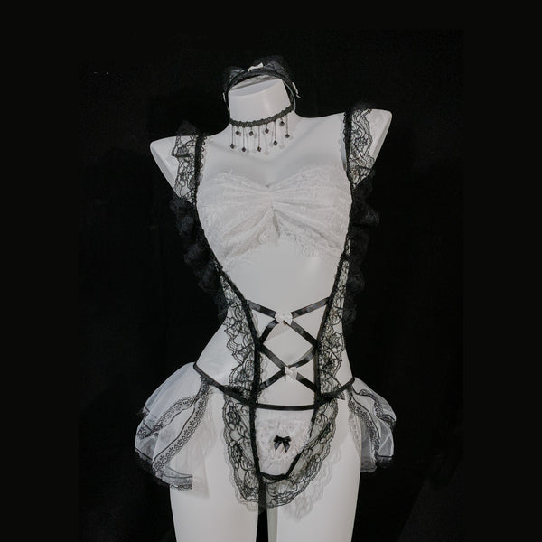 Black silk temptation suit  KF83929