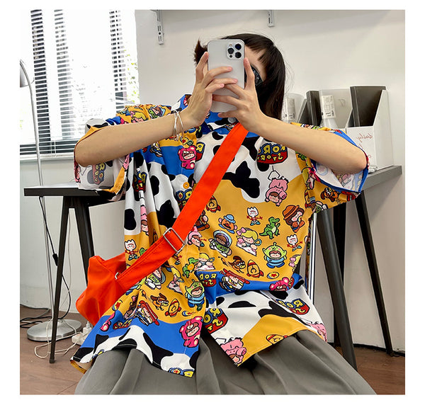 retro cartoon short sleeve shirt  KF83828