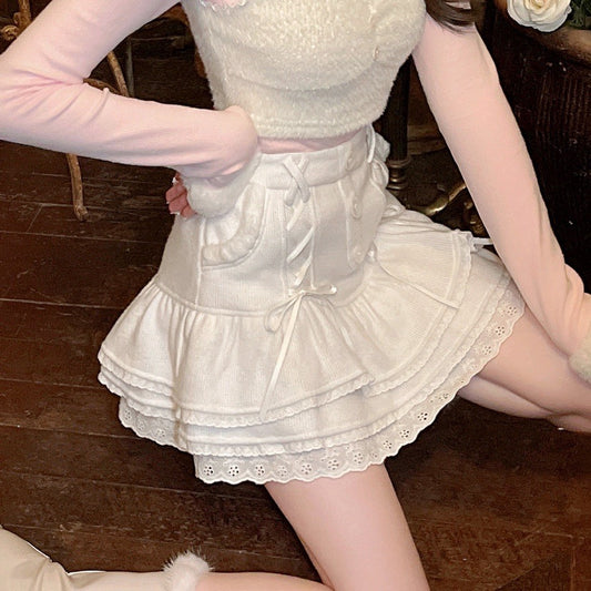 Cute knitted high waist skirt  KF70503