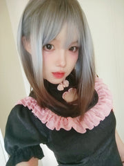 Blue Brown Gradient Long Straight Wig  KF70125