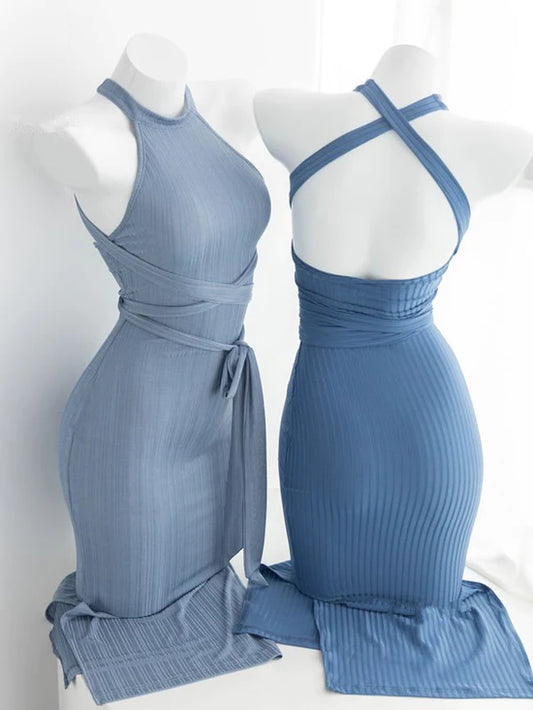 Blue Slit Dress  KF70367