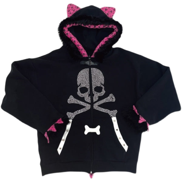 Skull loose fleece hoodie   KF70324