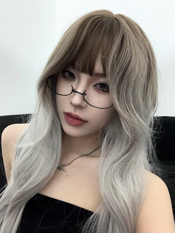 Gray Gradient Long Curly Wig  KF70126