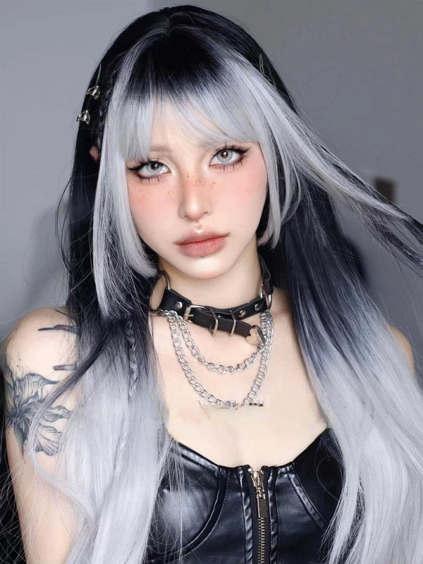 Silver and black gradient wig KF11181