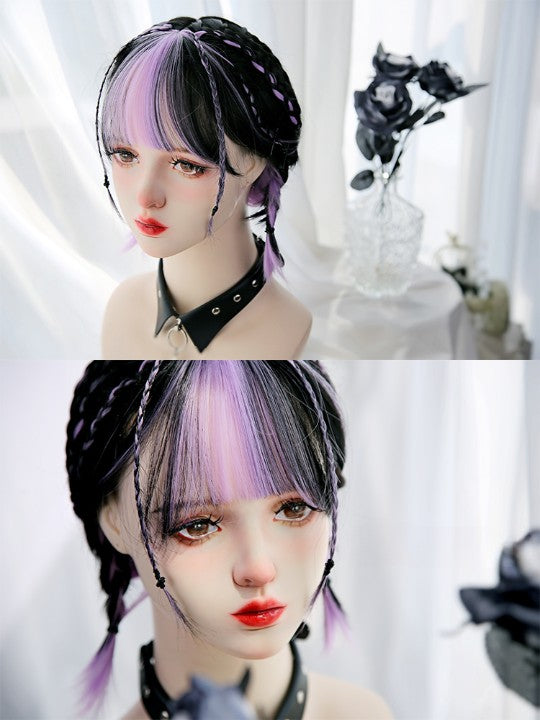 lolita black purple wig  KF11046