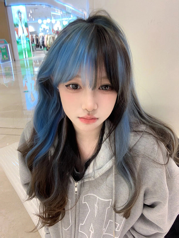 Blue gradient brown wig   KF11298