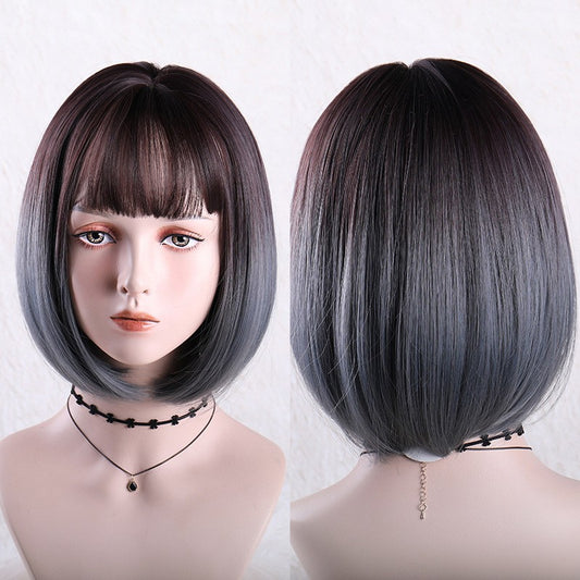 Brown black gradient blue wig  KF11086