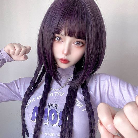purple long straight hair wig  KF70167