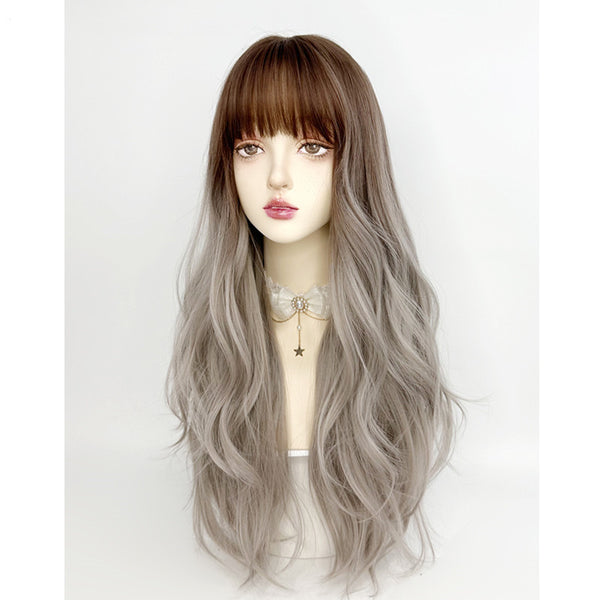 Gray Gradient Long Curly Wig  KF70126