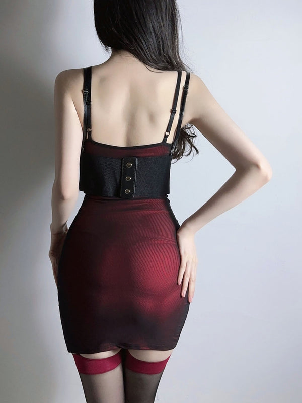 Sexy burgundy dress KF705875